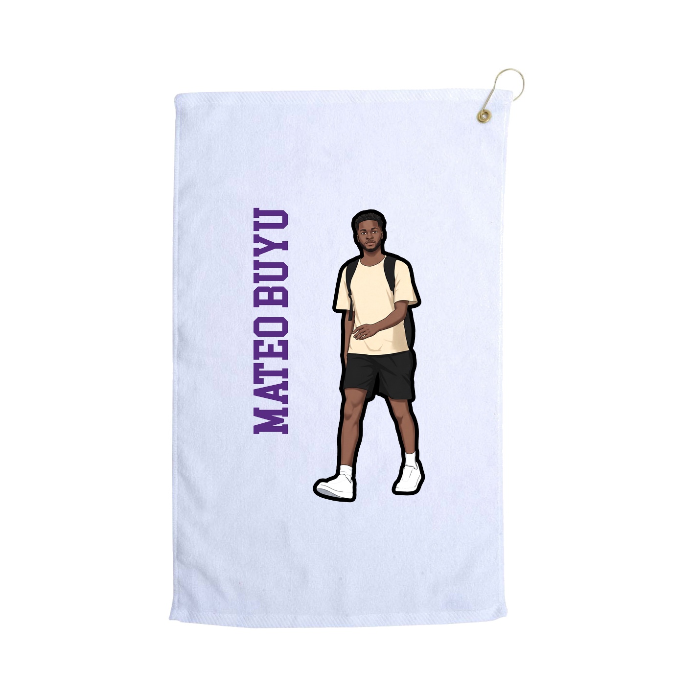Golf Towel — Name Vertical in White