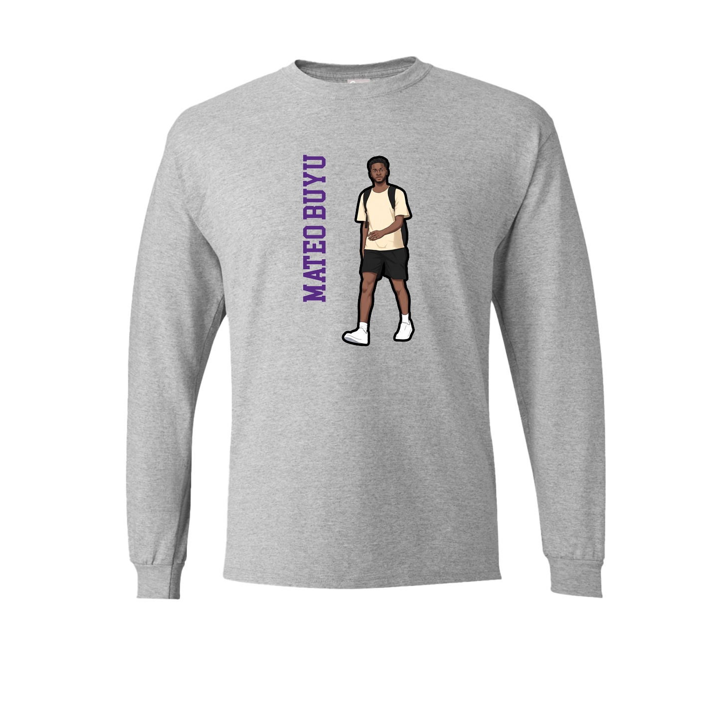 Long Sleeve Tee — Name Vertical in Grey