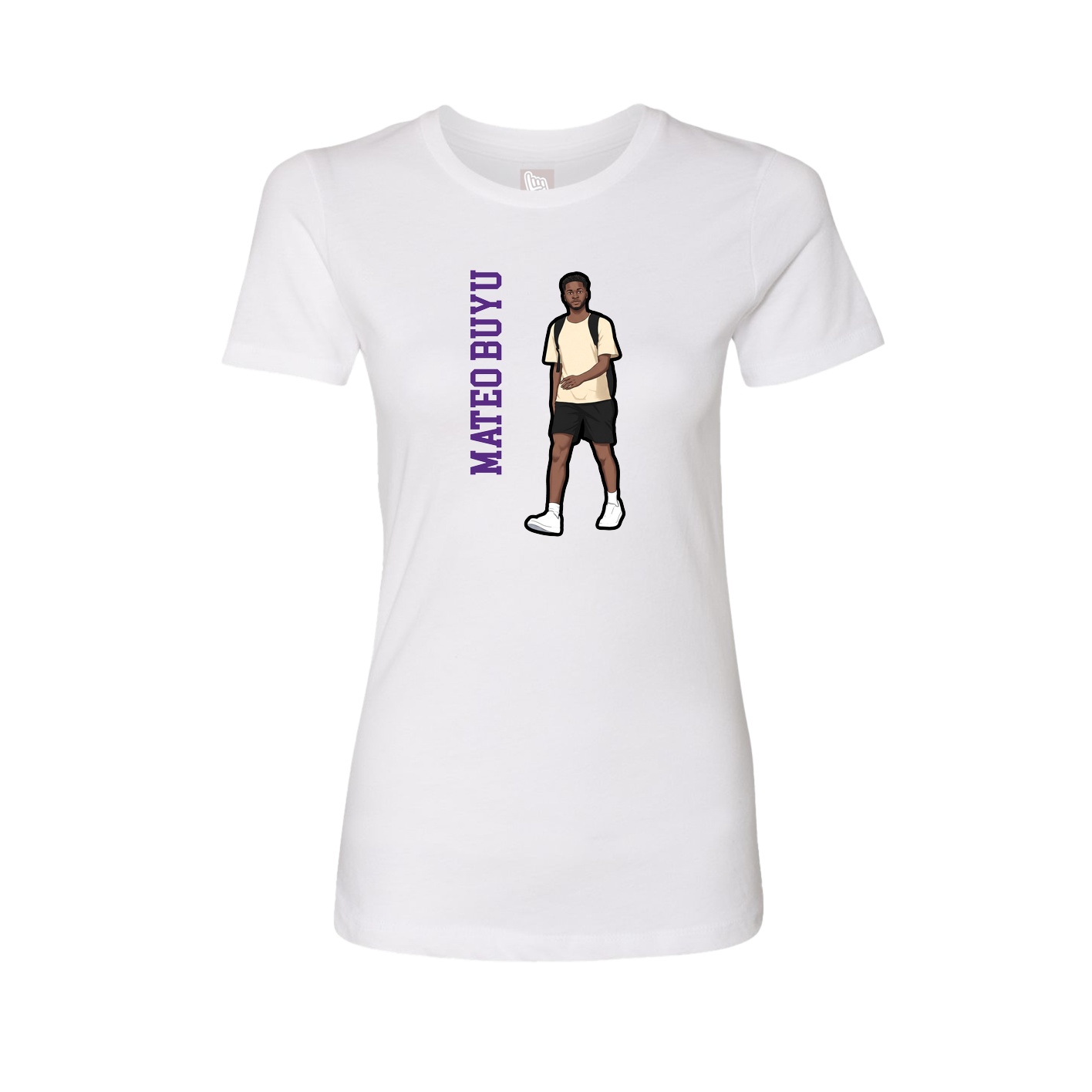 Fitted Women's Tee — Name Vertical in White