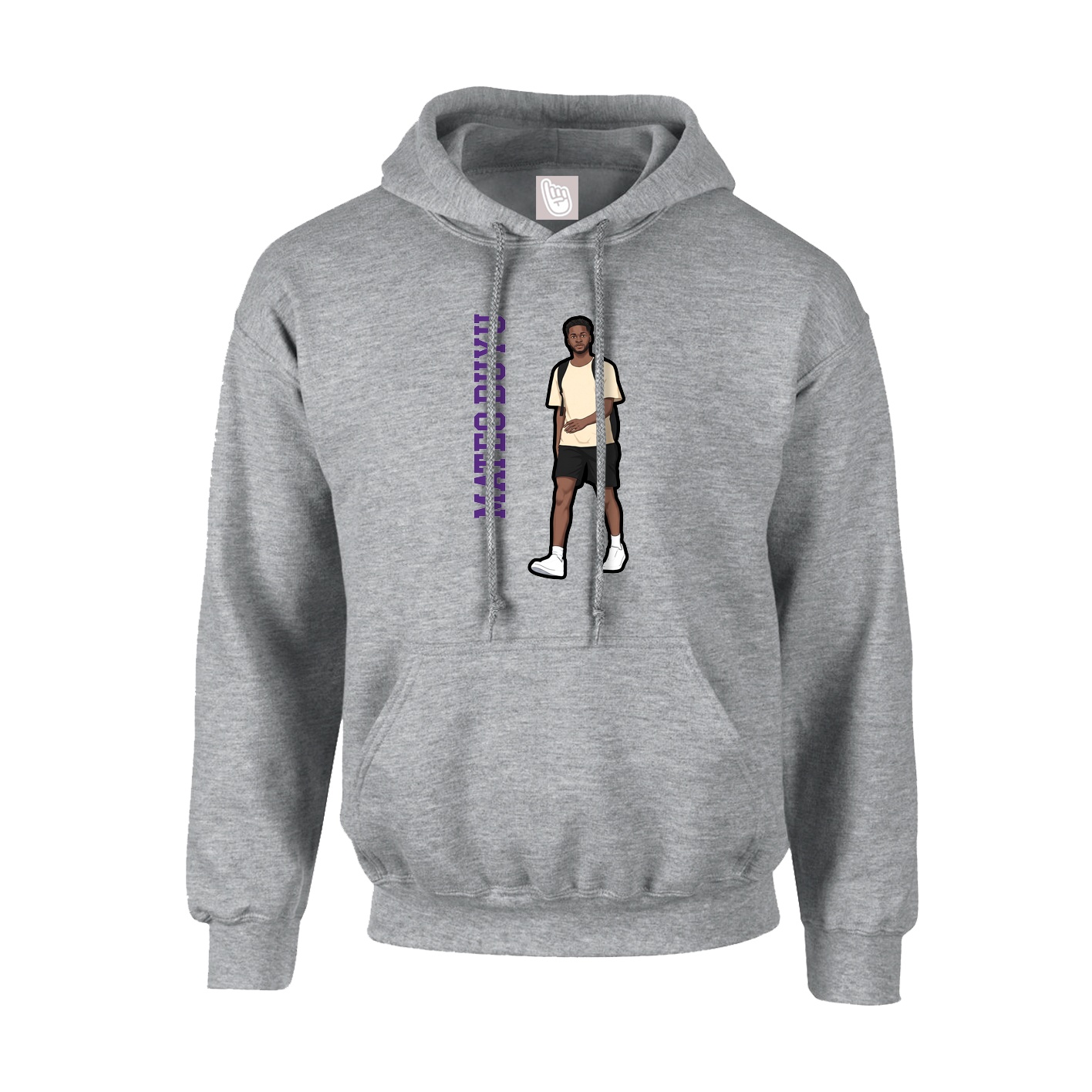 Youth Hoodie — Name Vertical in Grey
