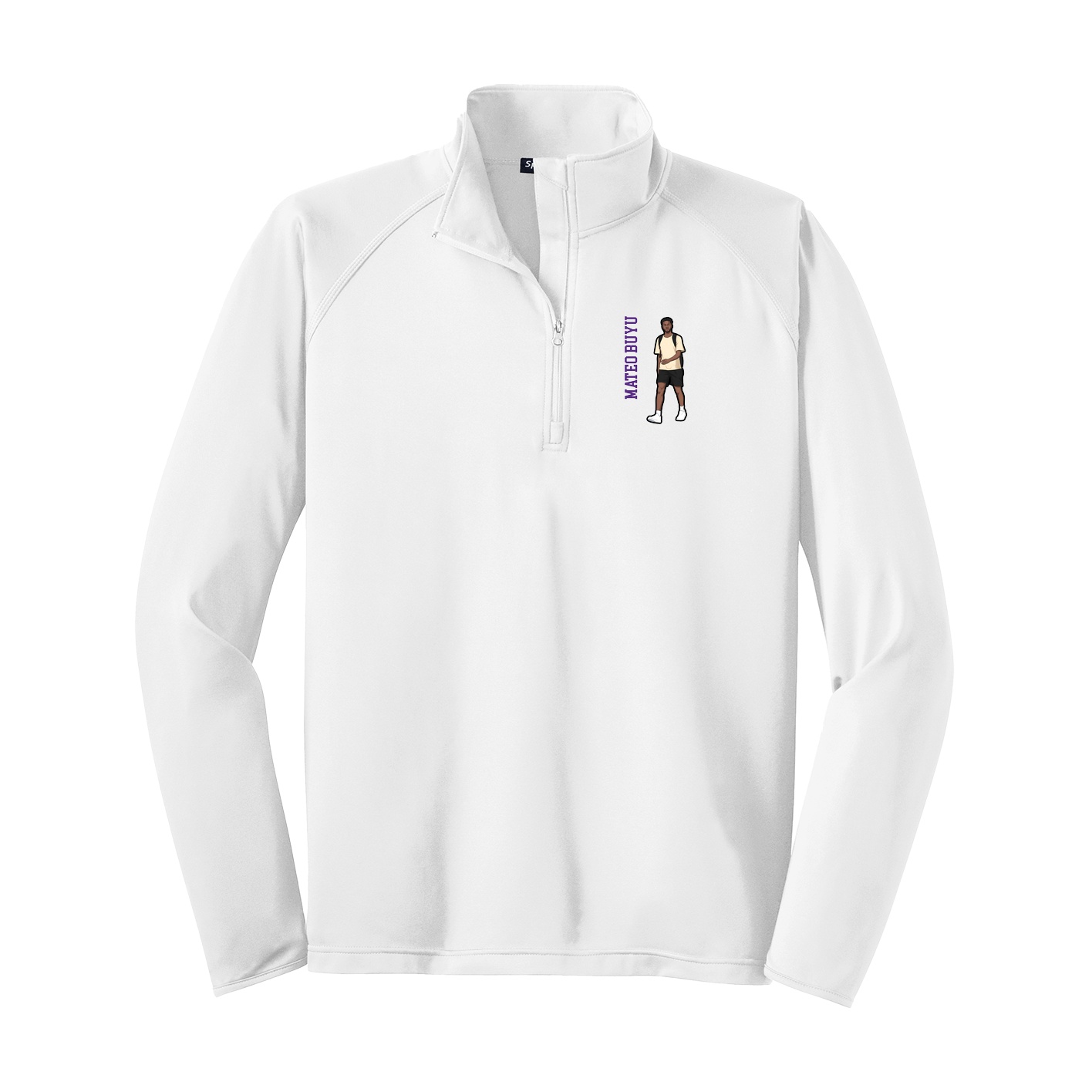 Q-Zip Pullover — Name Vertical in White