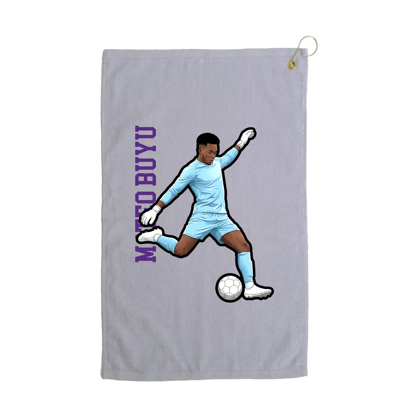 Golf Towel — Name Vertical in Grey