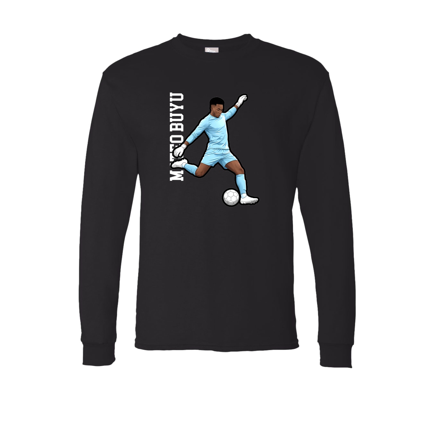 Long Sleeve Tee — Name Vertical in Black