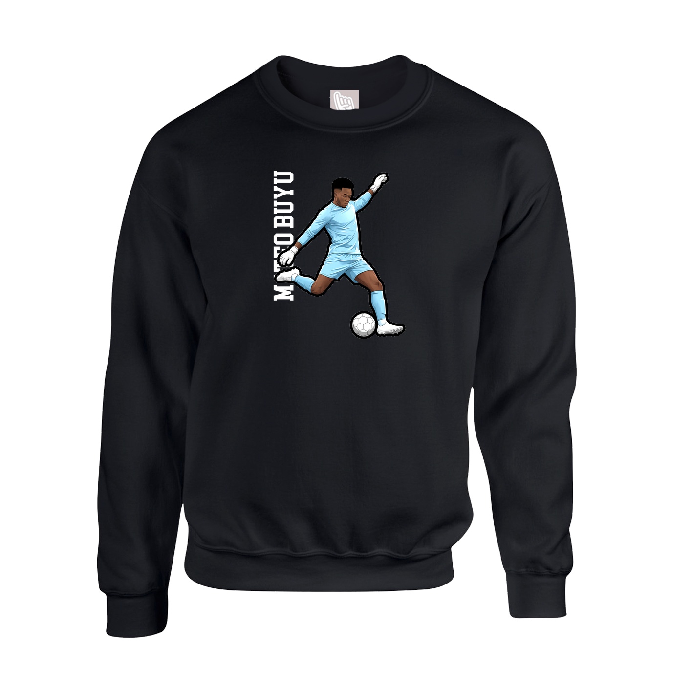 Fleece Crew — Name Vertical in Black