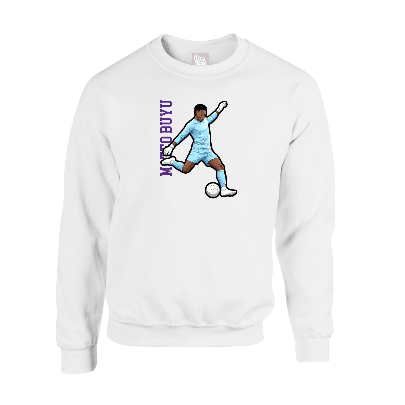 Fleece Crew — Name Vertical in White