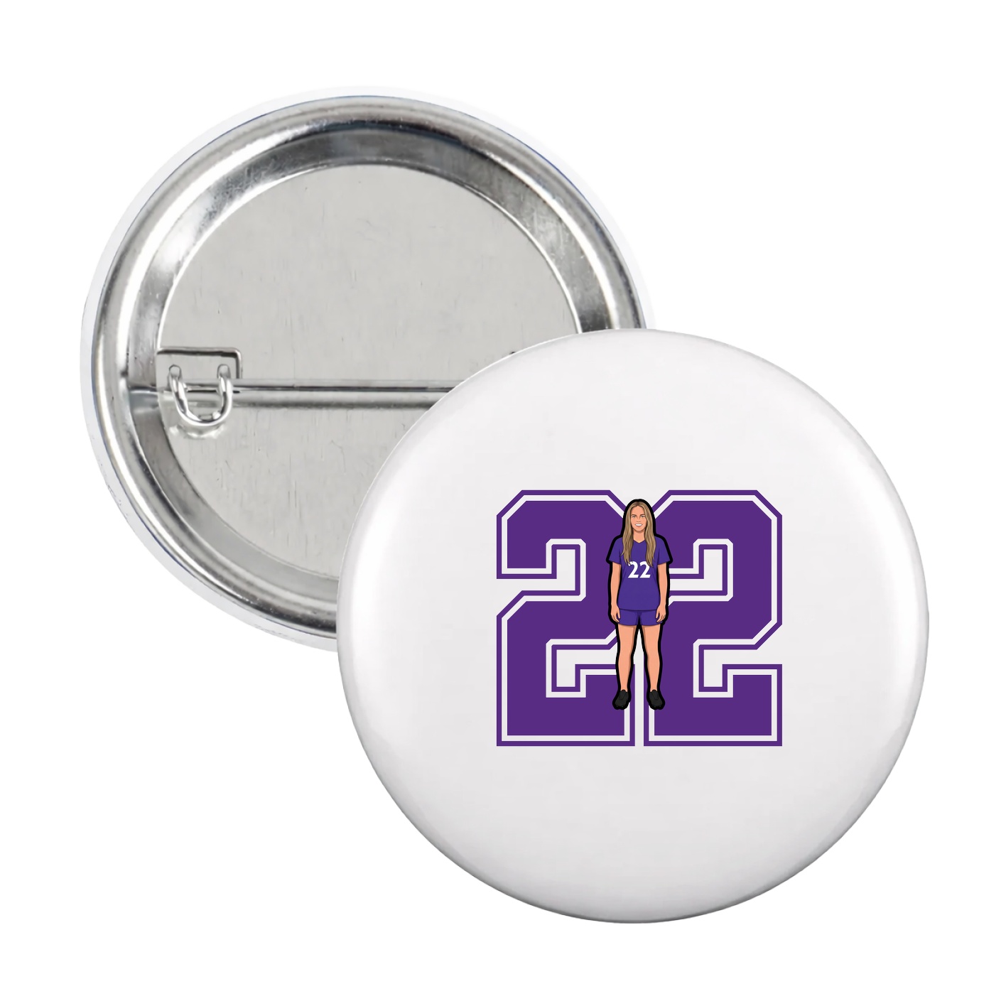 Game Day Button — Number in White