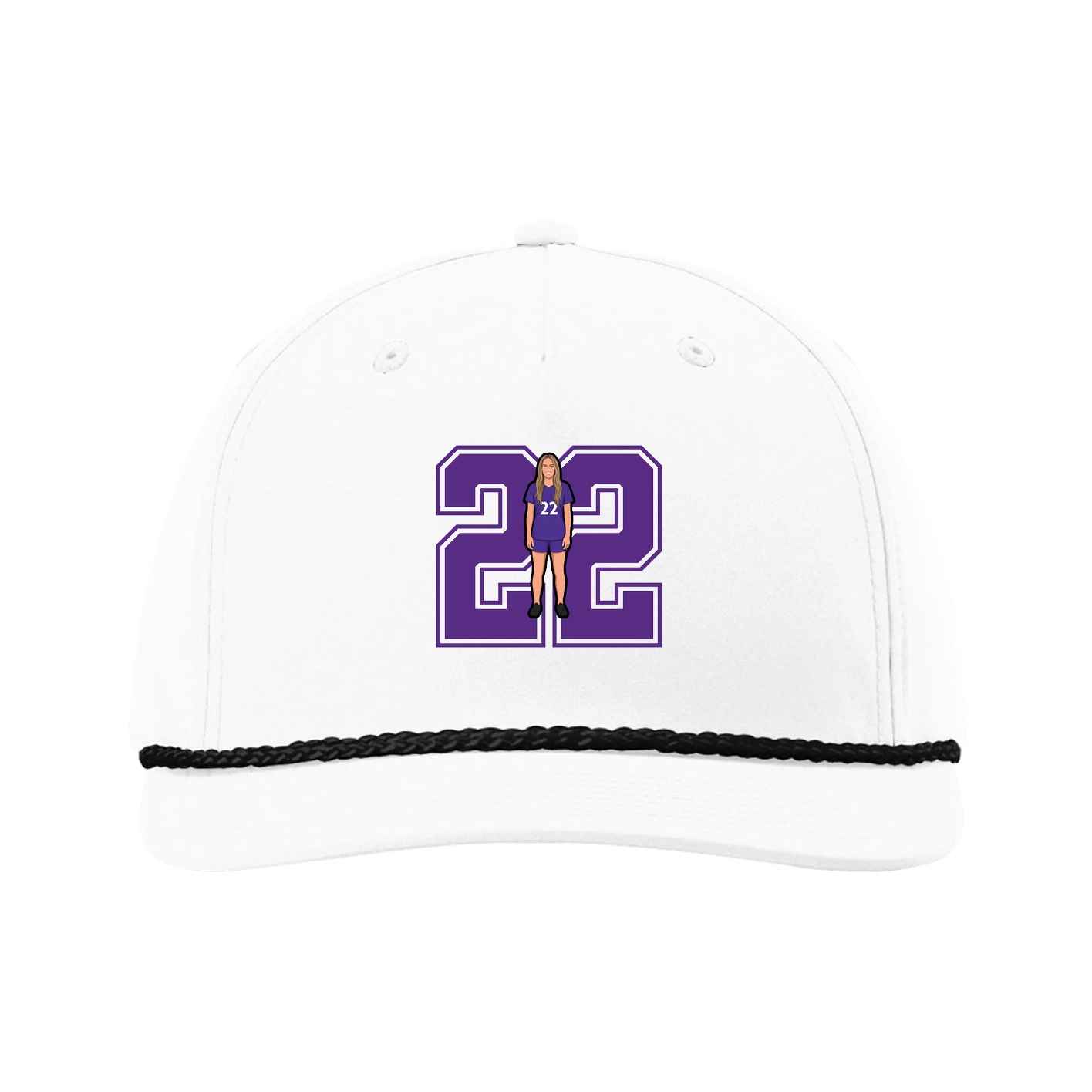 Five-Panel Classic Rope Cap — Number in White