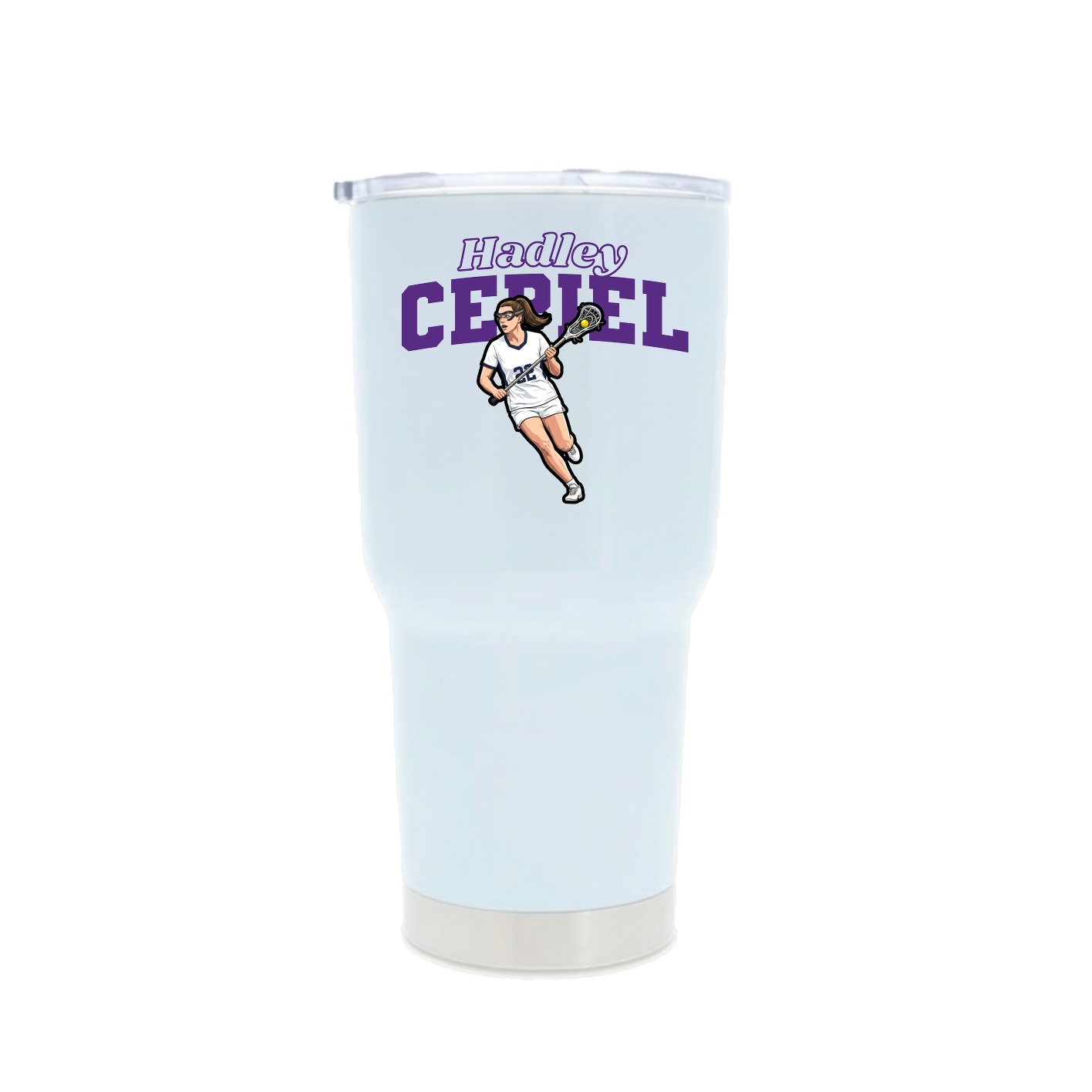 30oz Stainless Steel Tumbler — Name Arch in White
