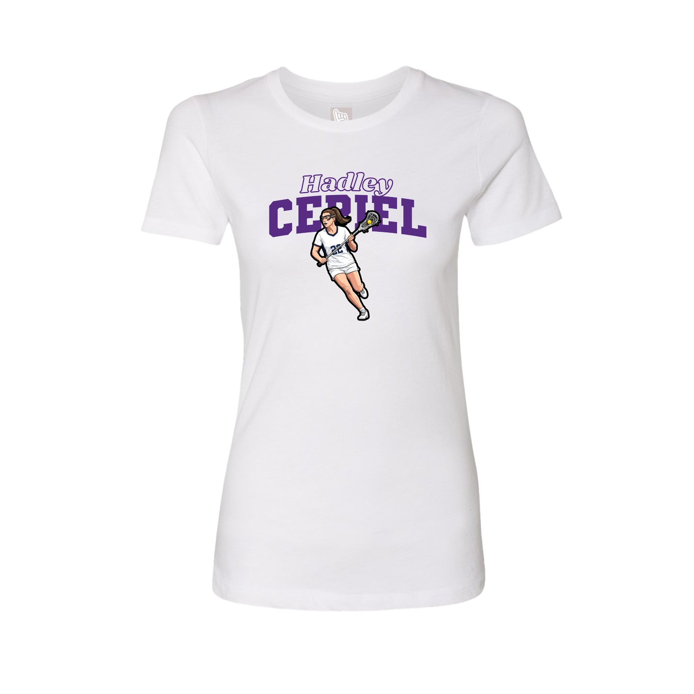 Fitted Women's Tee — Name Arch in White