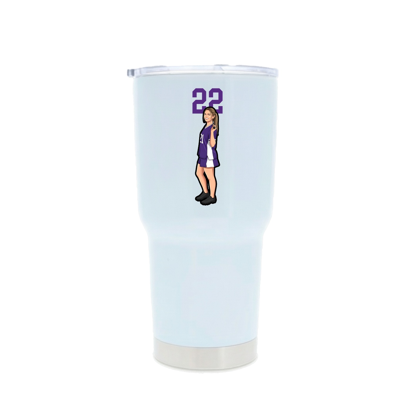 30oz Stainless Steel Tumbler — Number Top in White