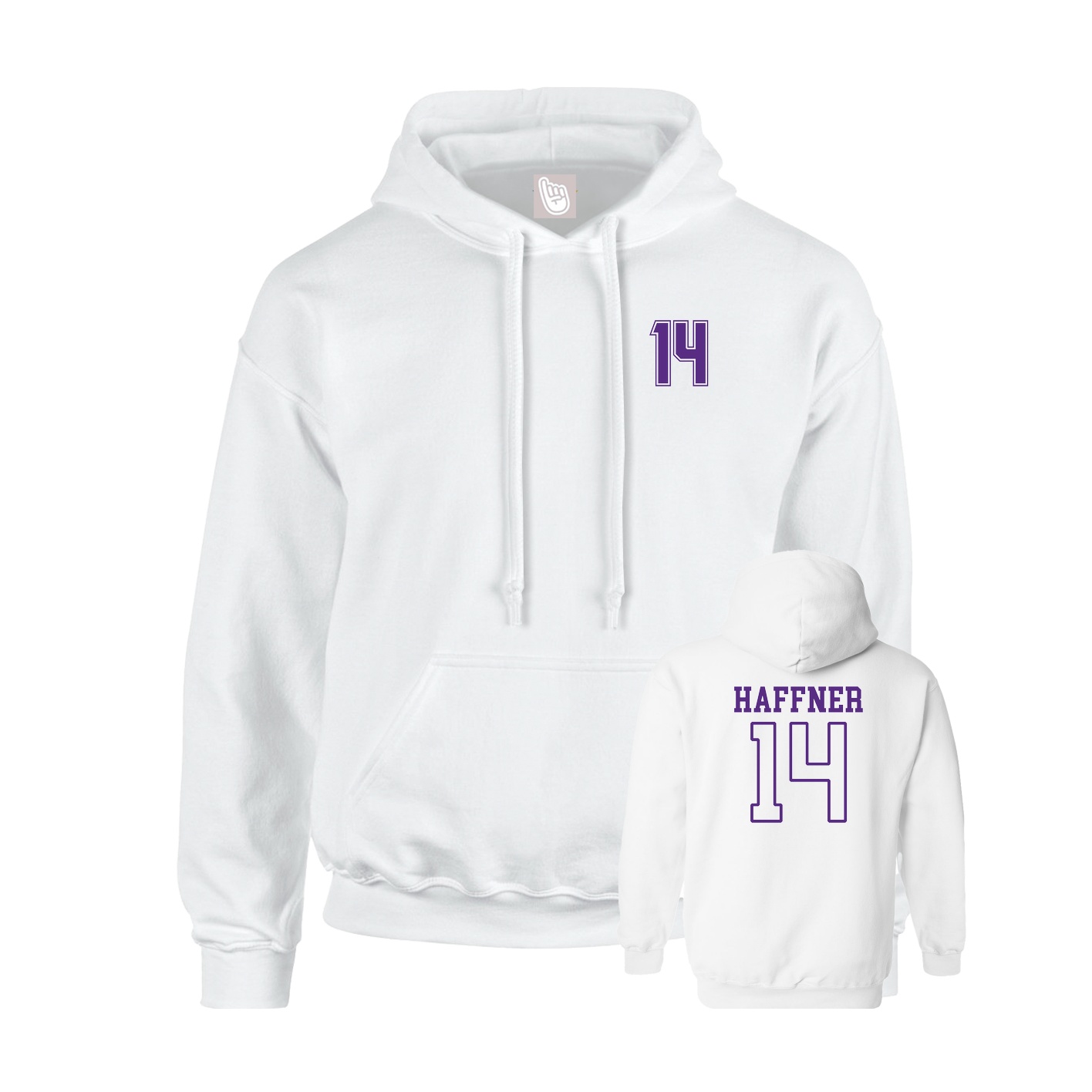 Youth Hoodie — Chest Back in White