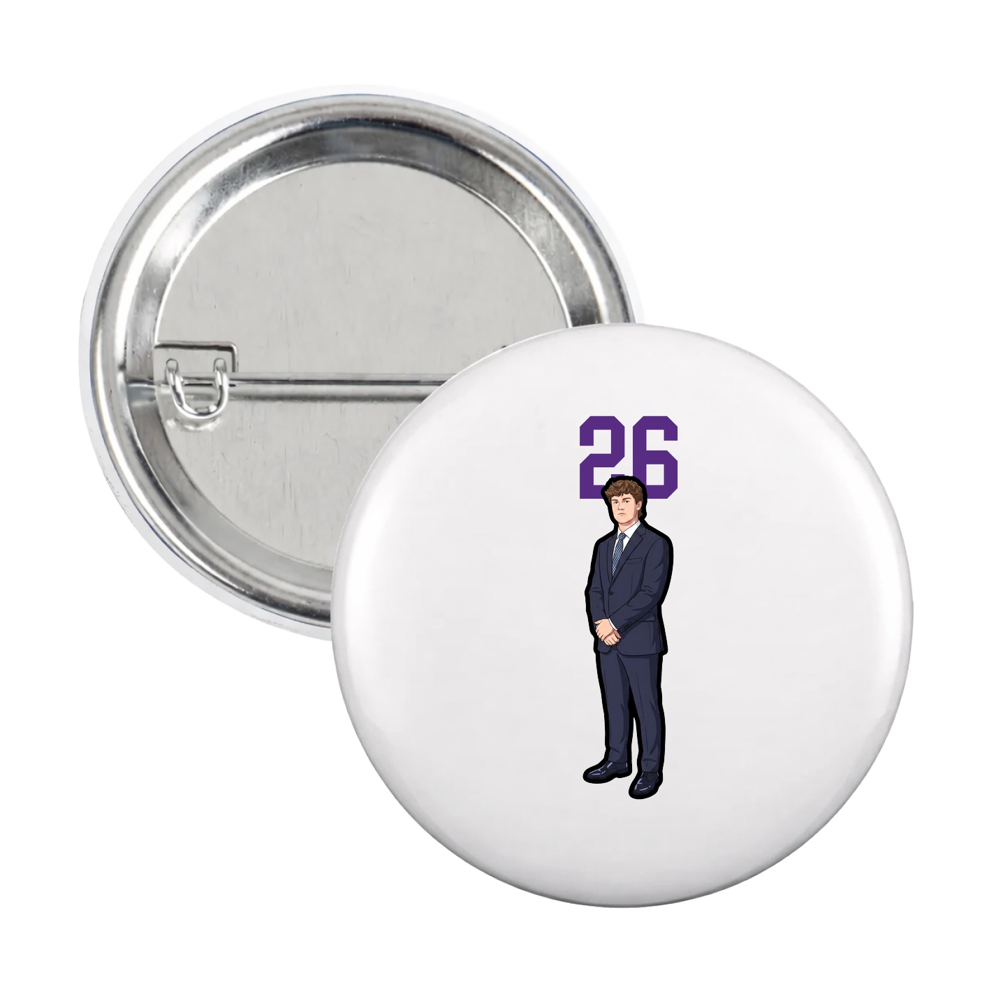 Game Day Button — Number Top in White