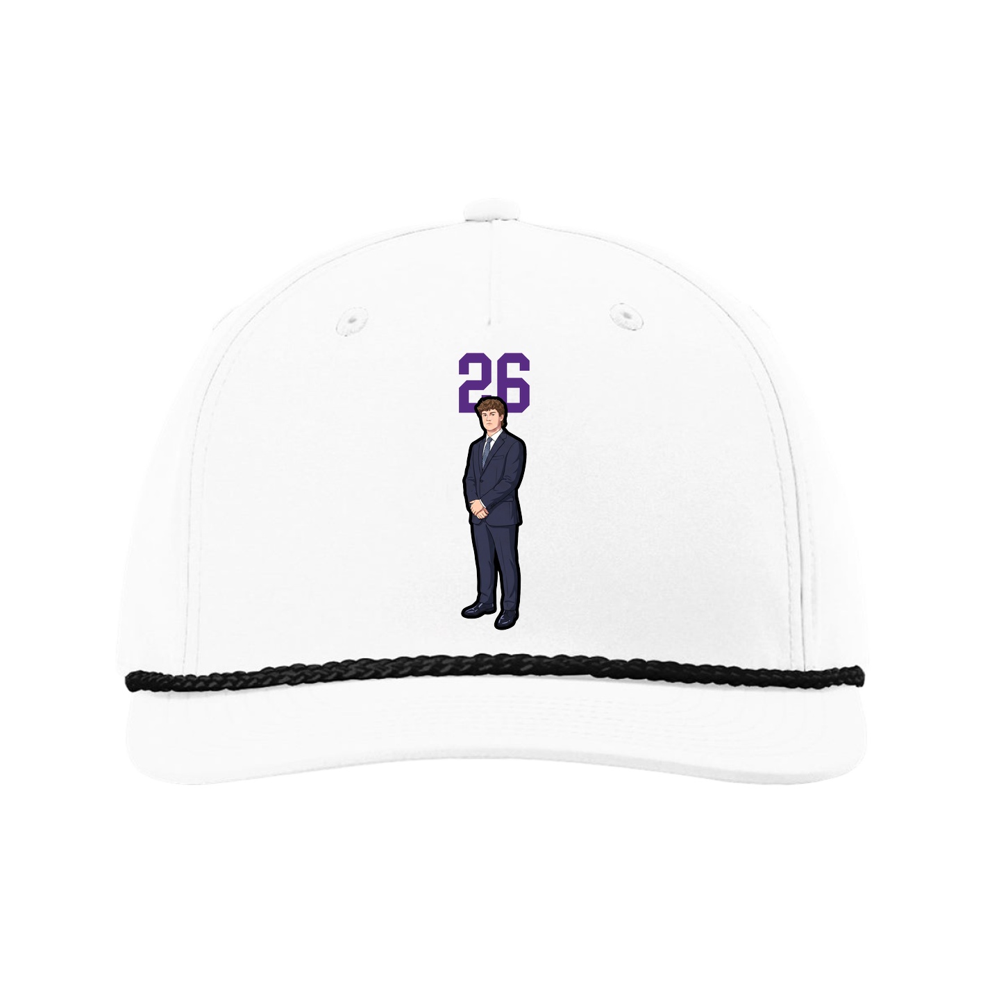 Five-Panel Classic Rope Cap — Number Top in White