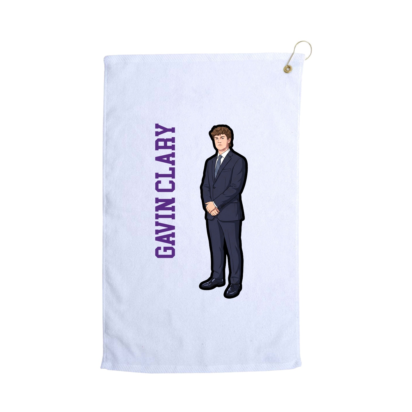 Golf Towel — Name Vertical in White