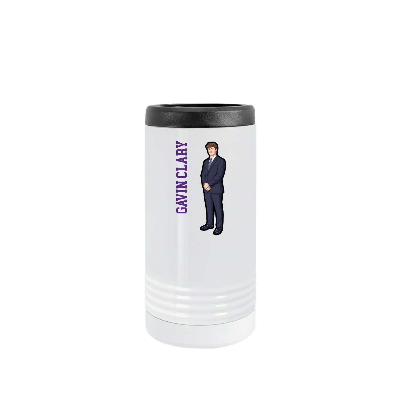 Slim Beverage Holder — Name Vertical in White