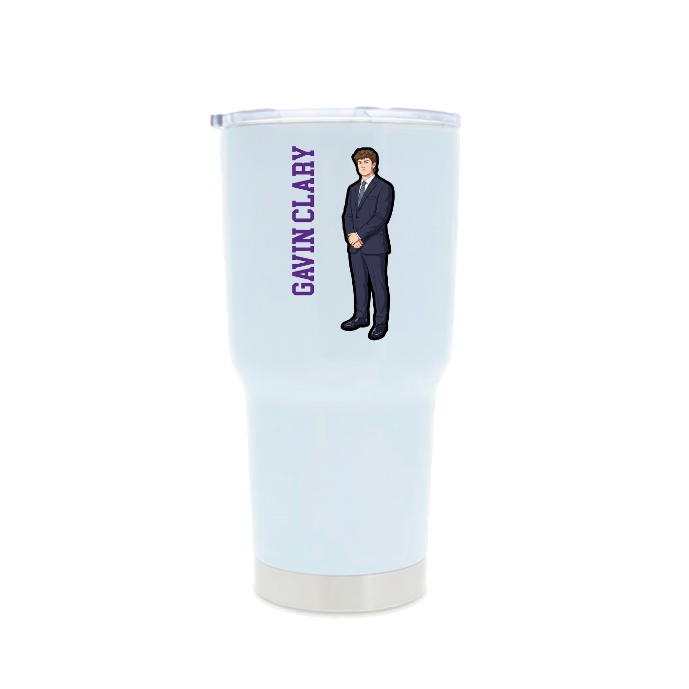 30oz Stainless Steel Tumbler — Name Vertical in White