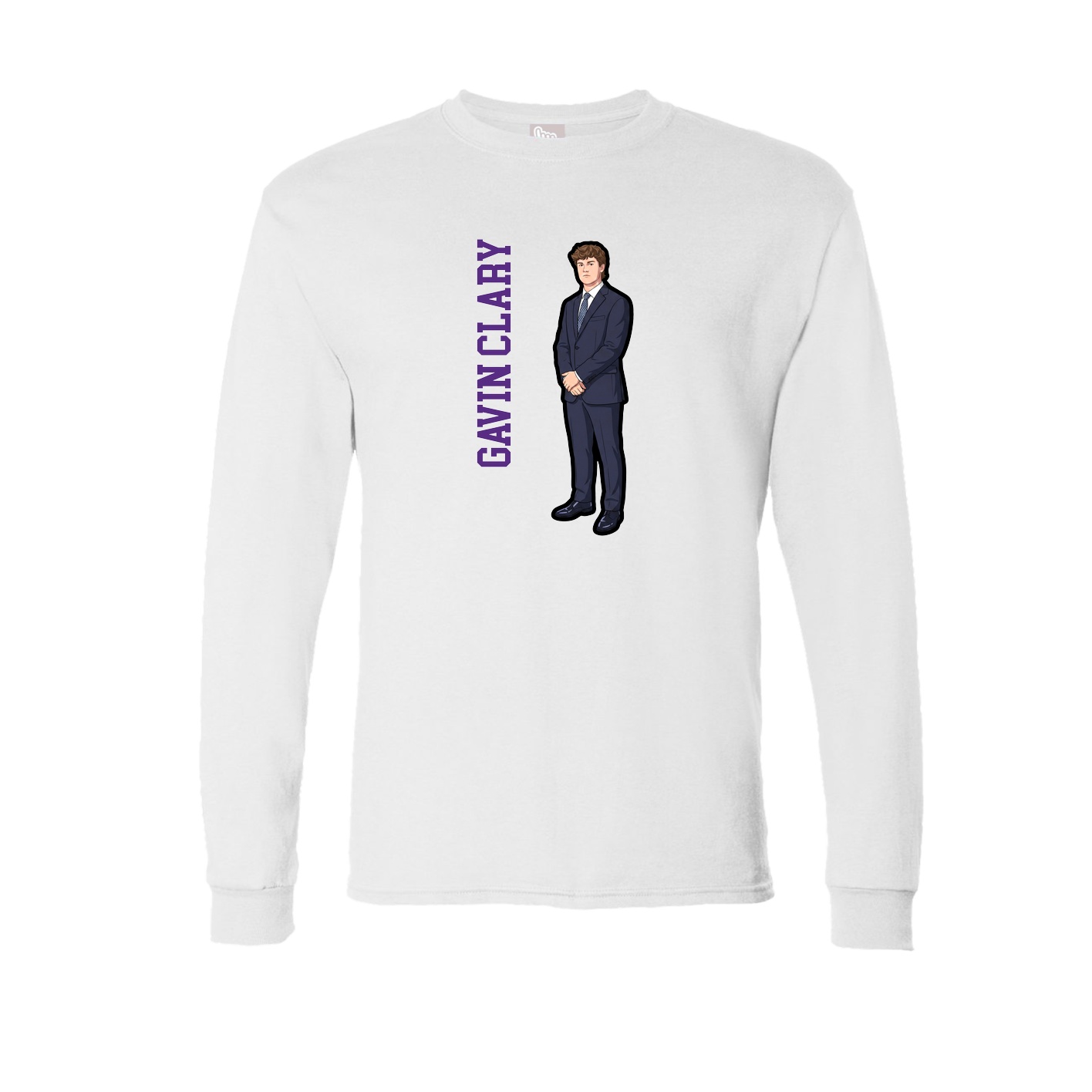 Long Sleeve Tee — Name Vertical in White