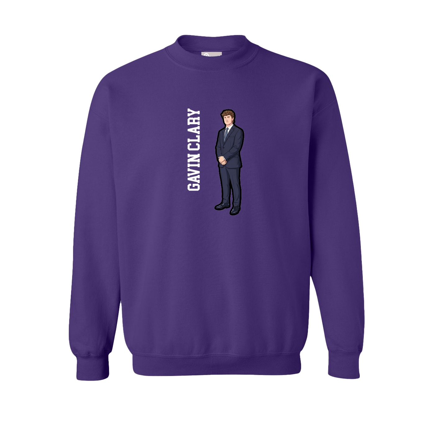 Fleece Crew — Name Vertical in Purple