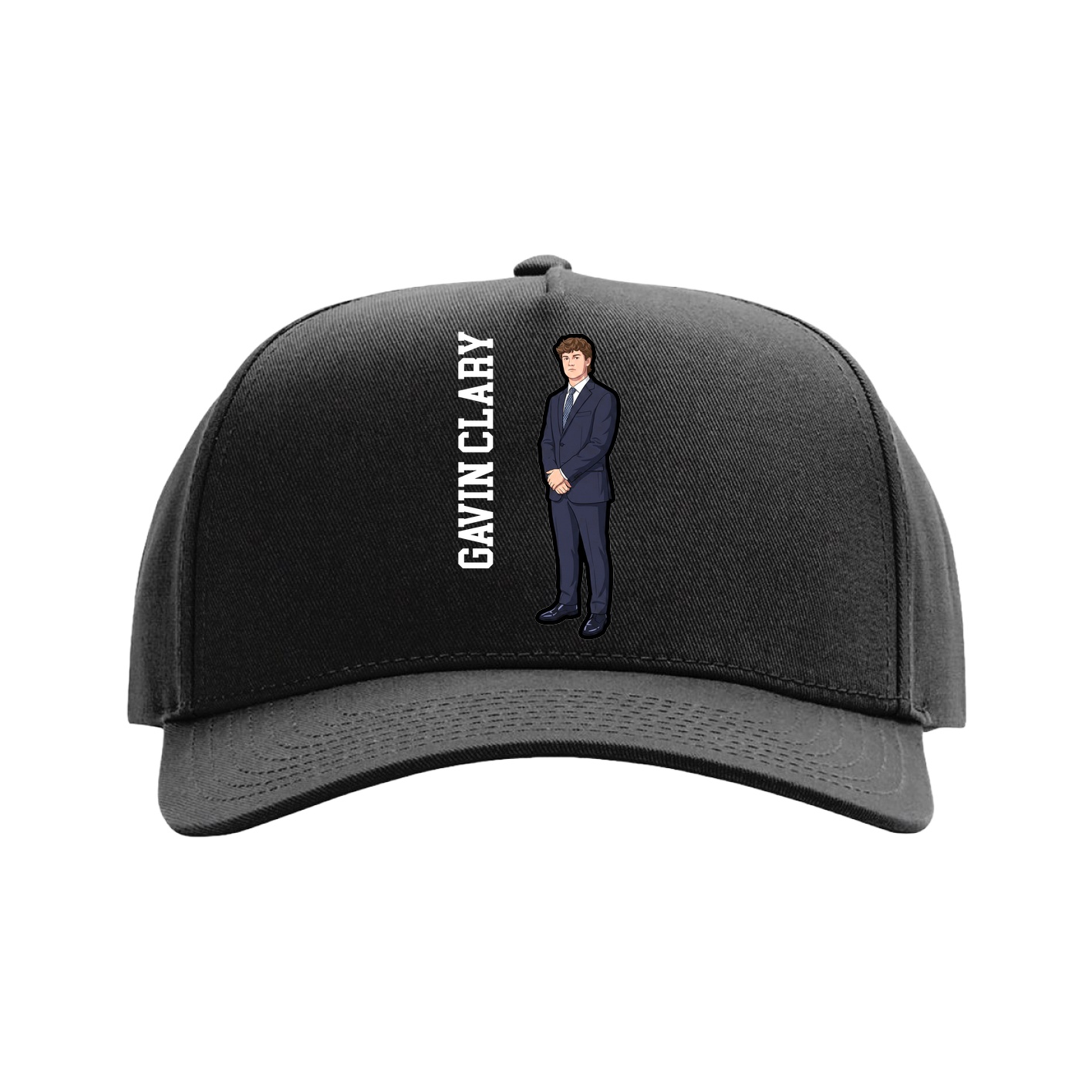 Full Fabric Five-Panel Champ Cap — Name Vertical in Black