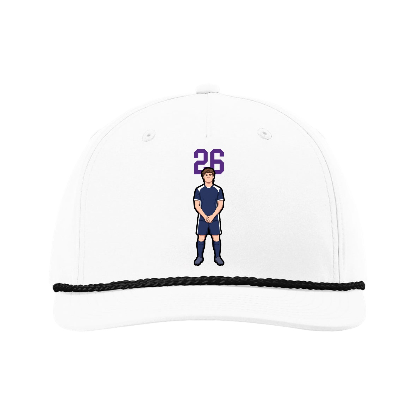 Five-Panel Classic Rope Cap — Number Top in White