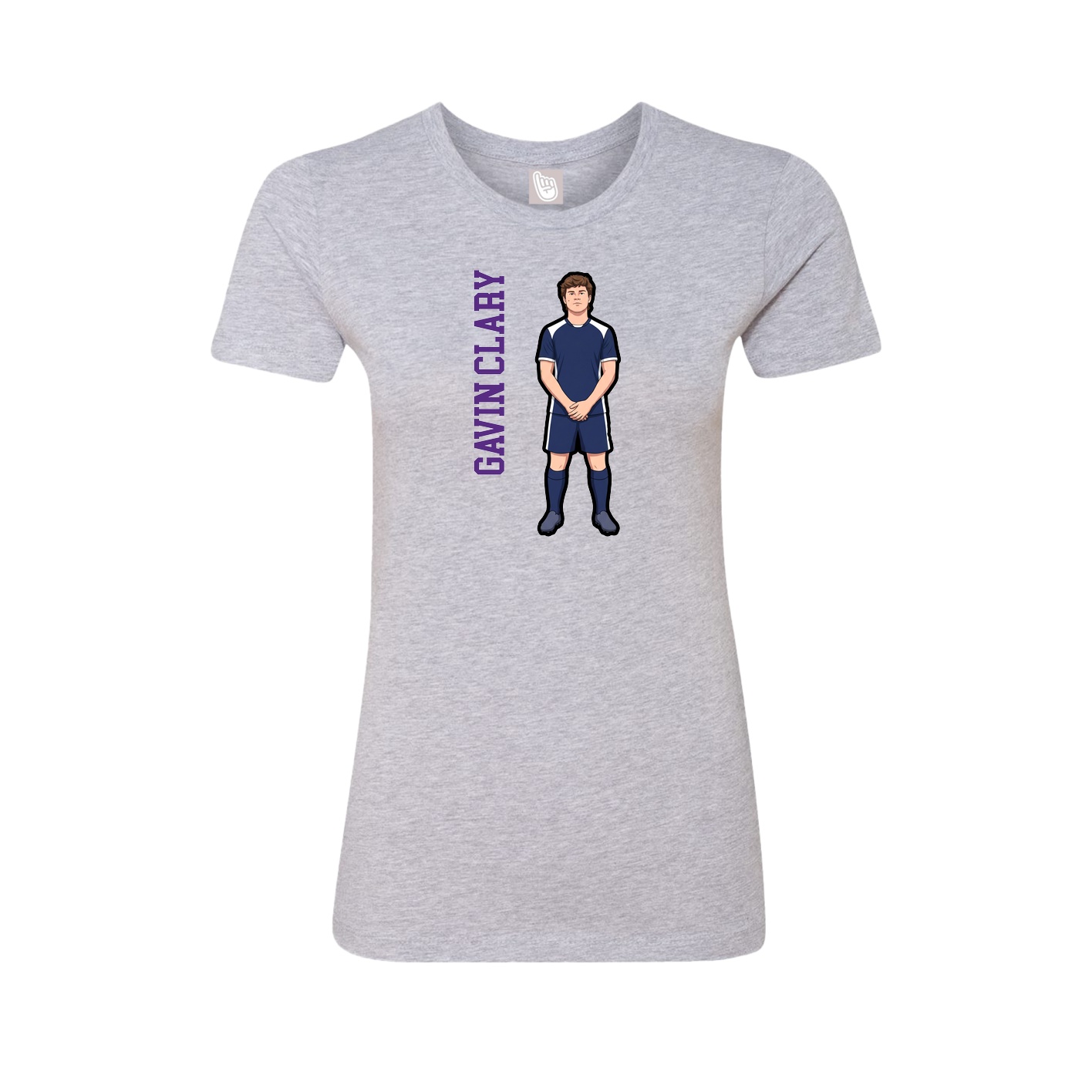 Fitted Women's Tee — Name Vertical in Grey