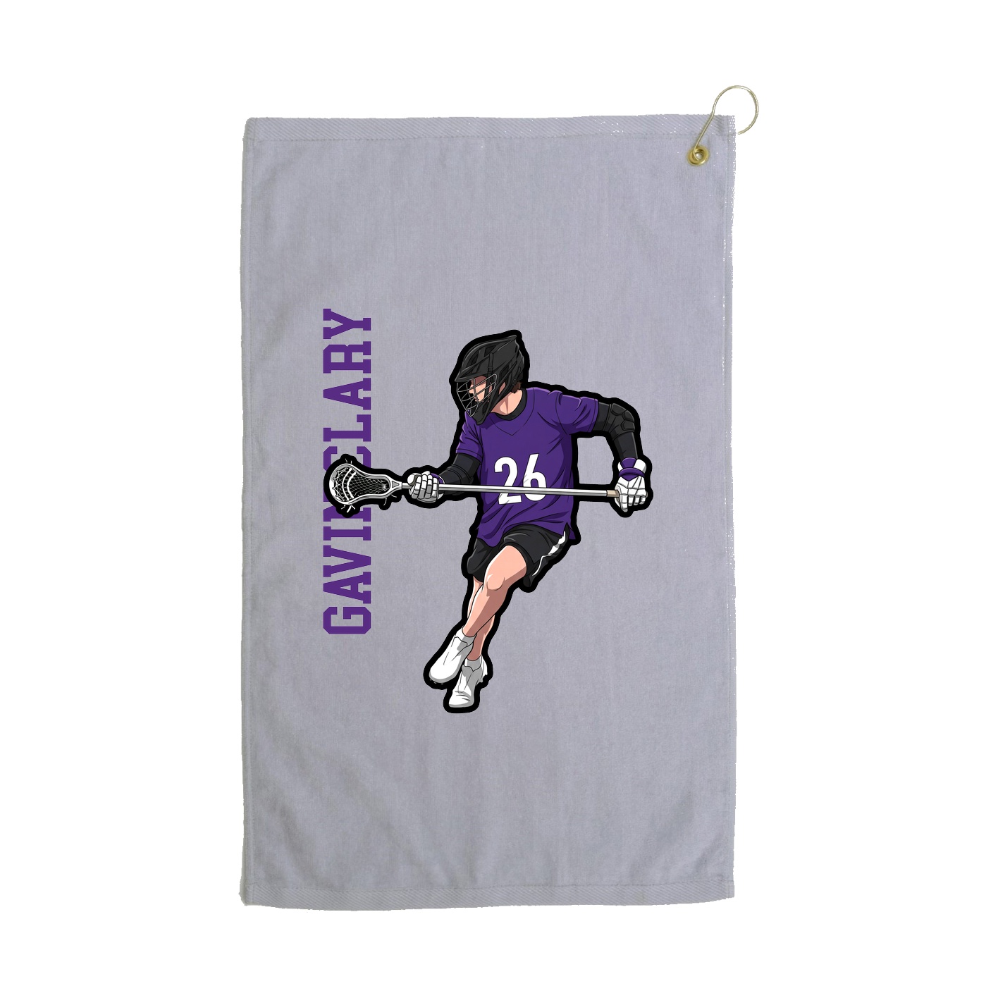 Golf Towel — Name Vertical in Grey