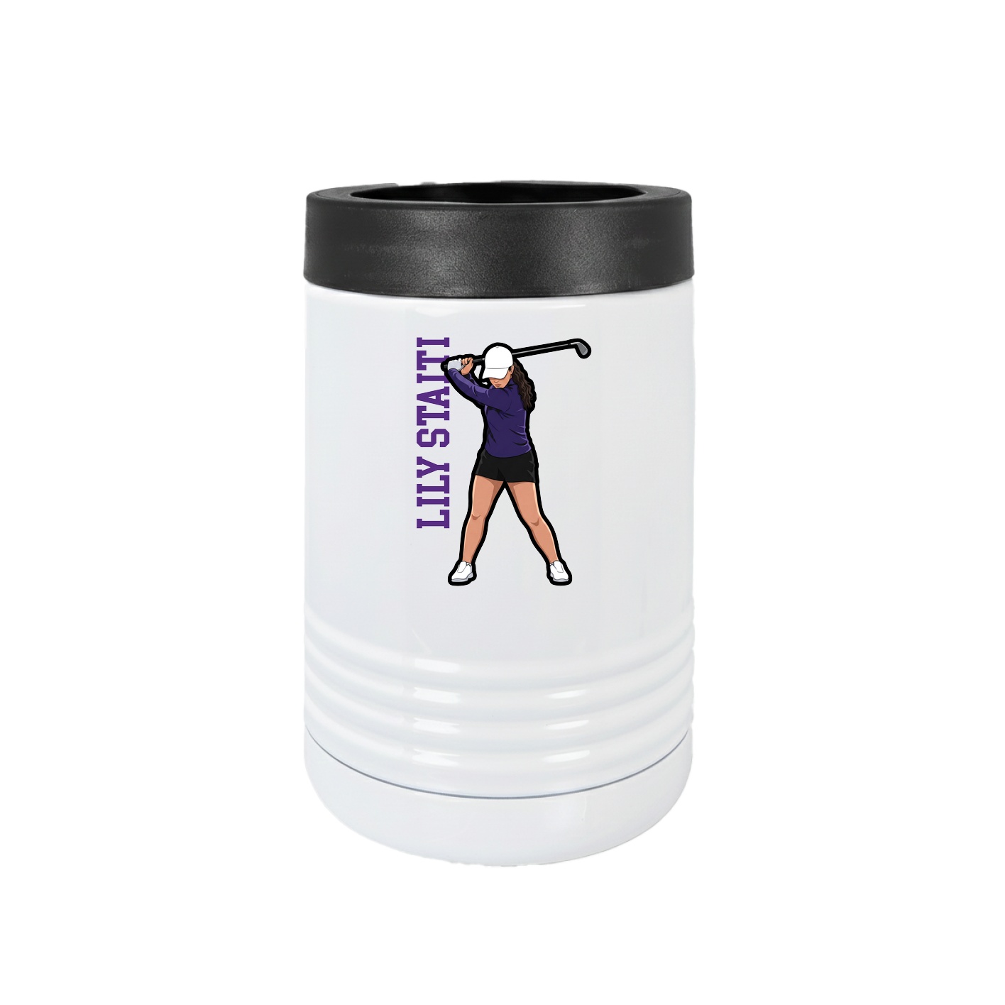 Beverage Holder — Name Vertical in White