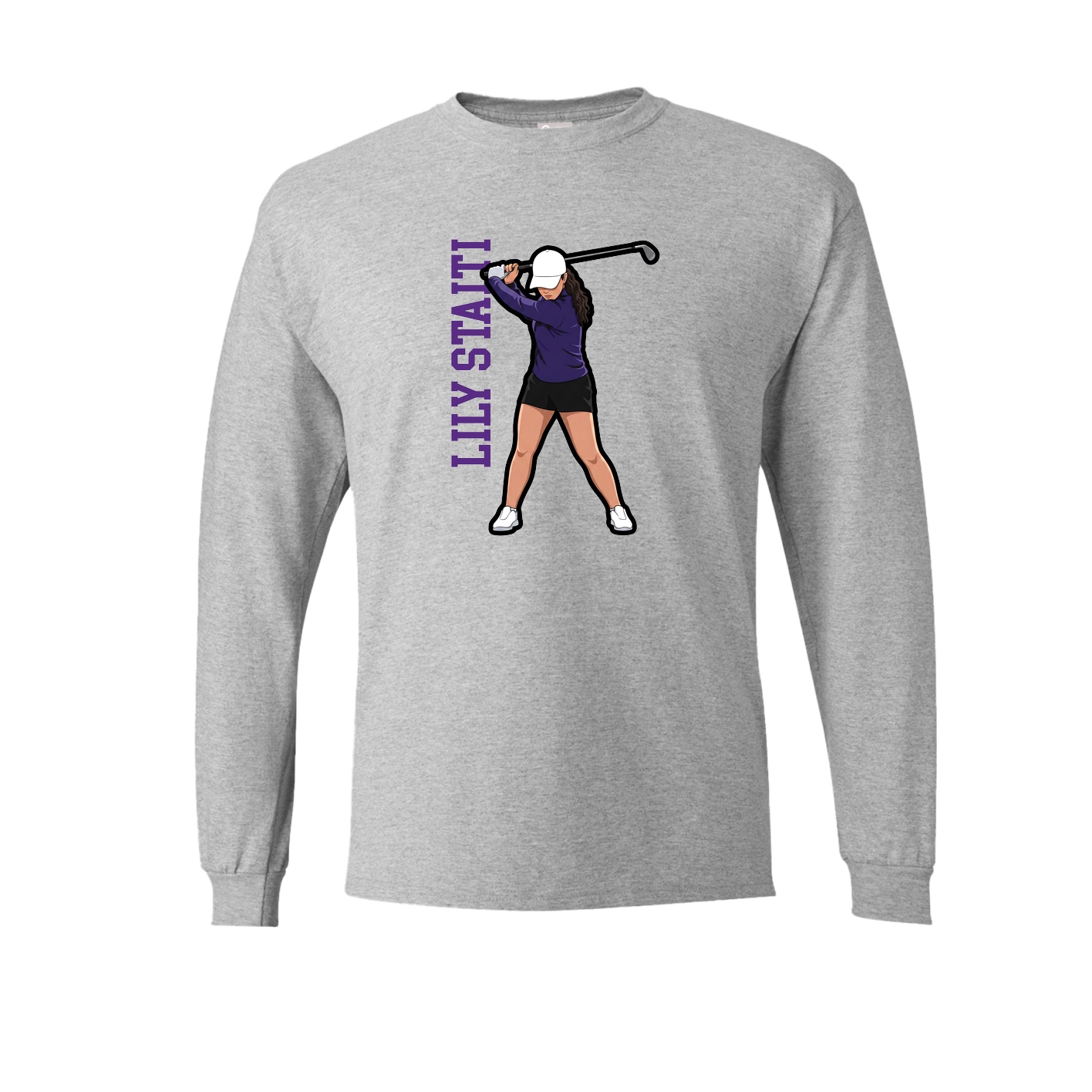 Long Sleeve Tee — Name Vertical in Grey
