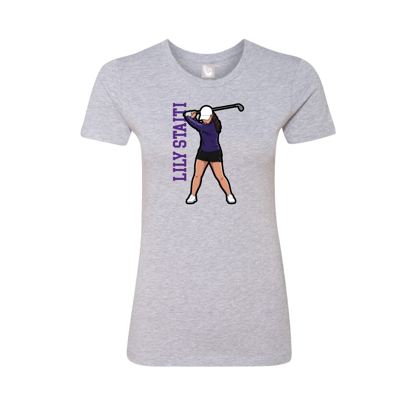 Fitted Women's Tee — Name Vertical in Grey