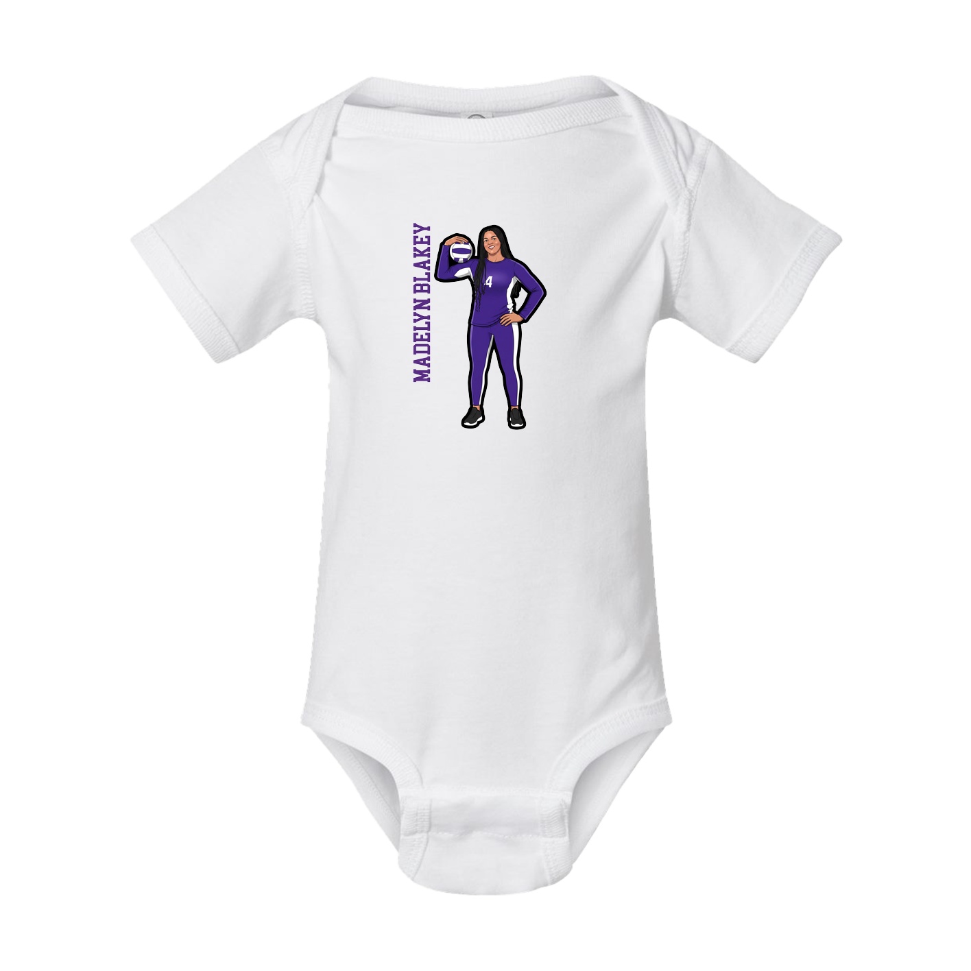 Baby Onesie — Name Vertical in White