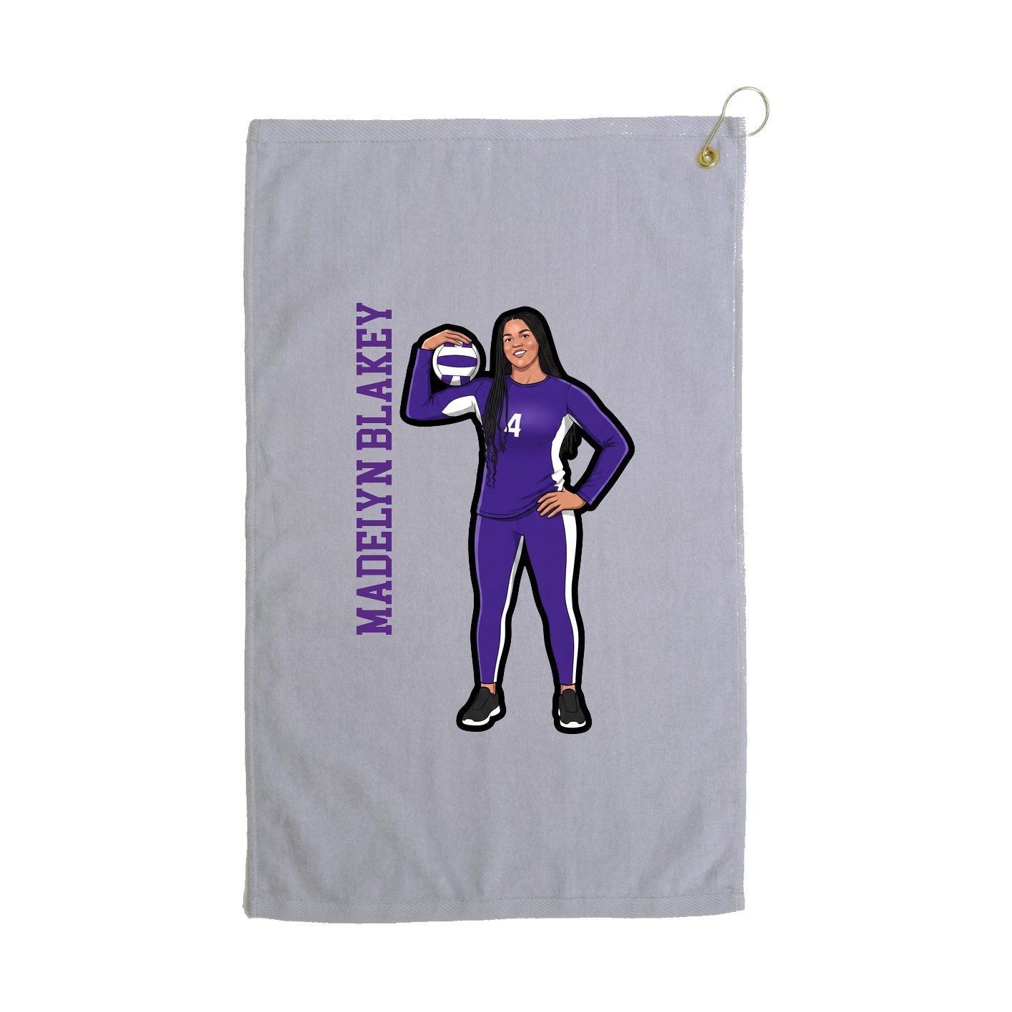 Golf Towel — Name Vertical in Grey