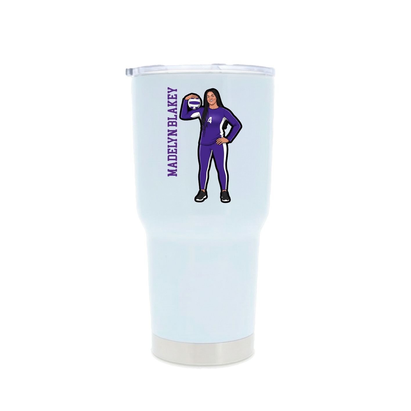 30oz Stainless Steel Tumbler — Name Vertical in White