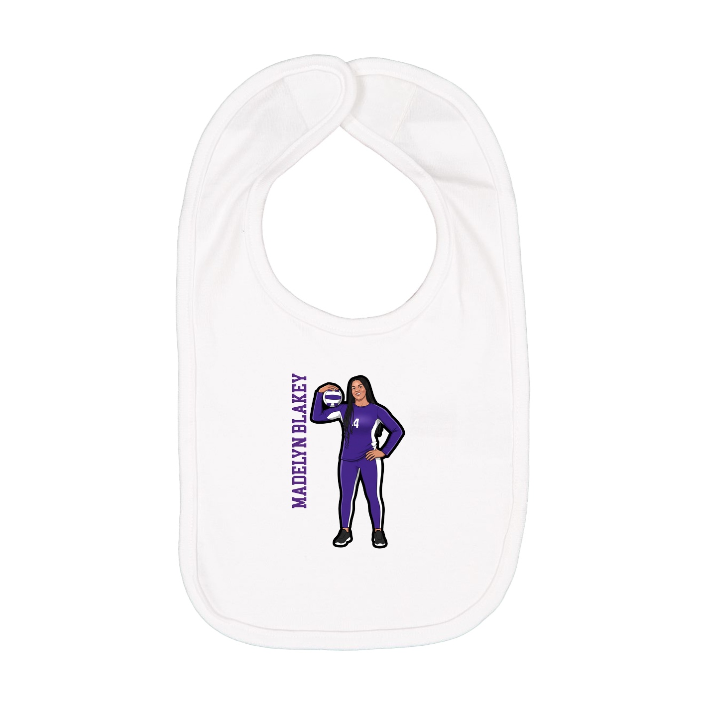 Infant Bib — Name Vertical in White