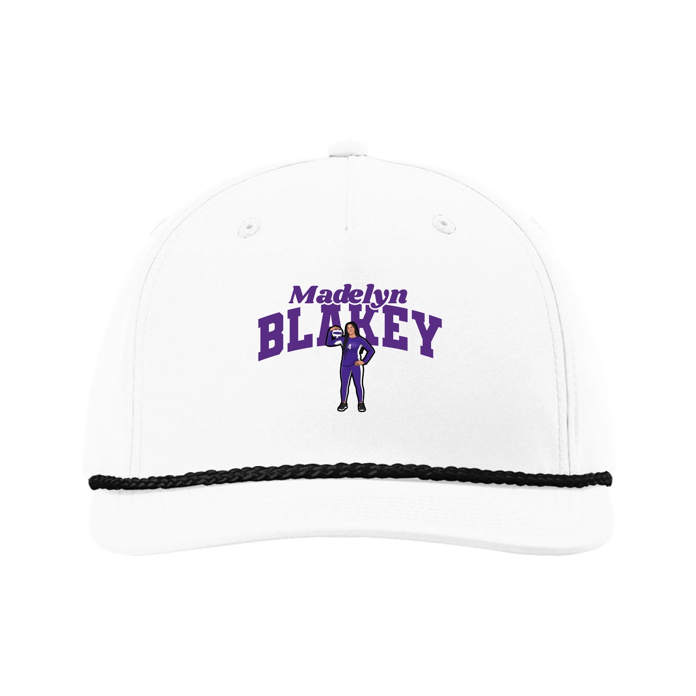 Five-Panel Classic Rope Cap — Signature Arch in White