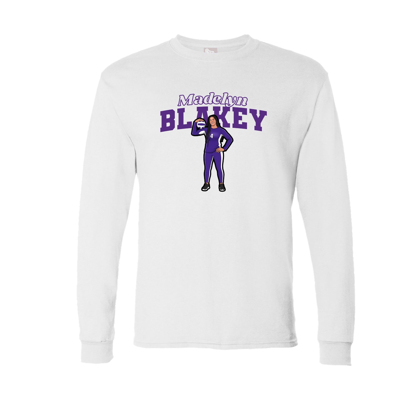 Long Sleeve Tee — Name Arch in White