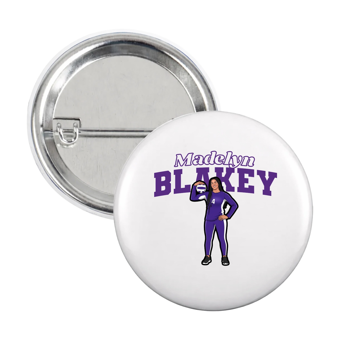Game Day Button — Name Arch in White