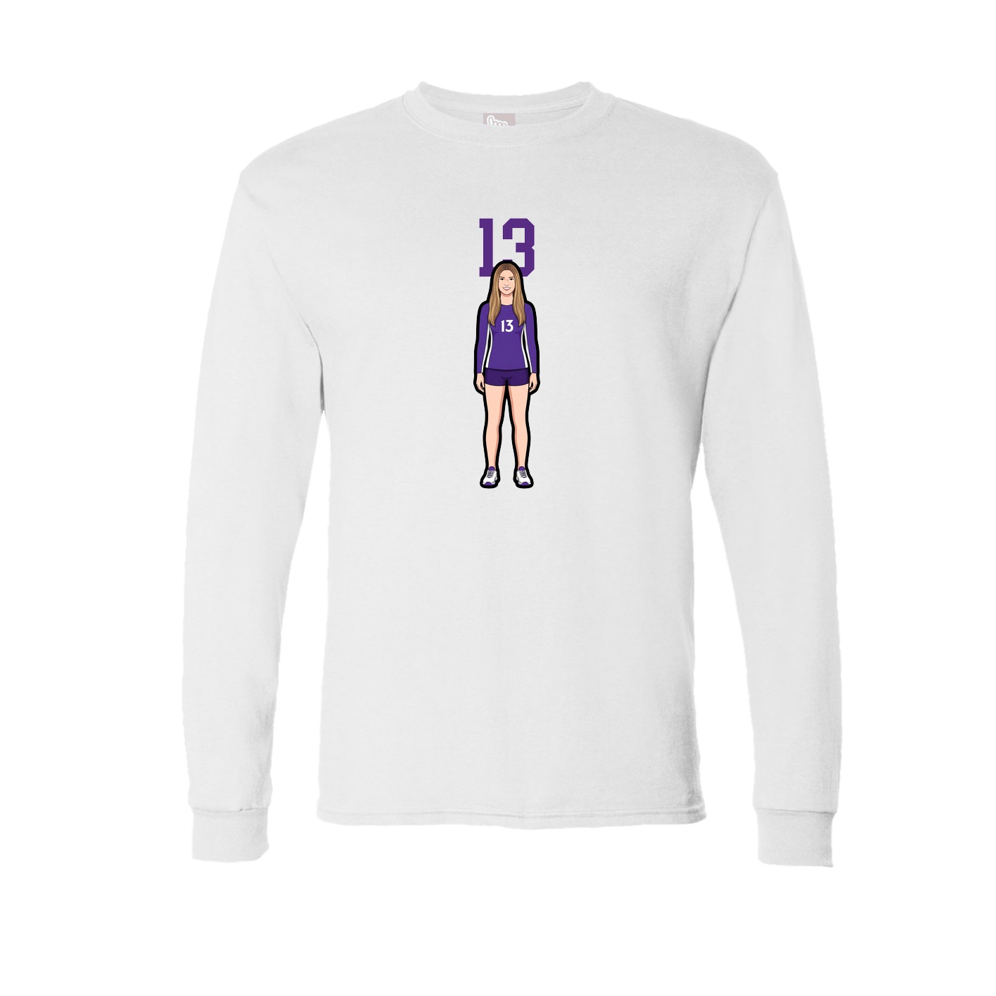 Long Sleeve Tee — Number Top in White