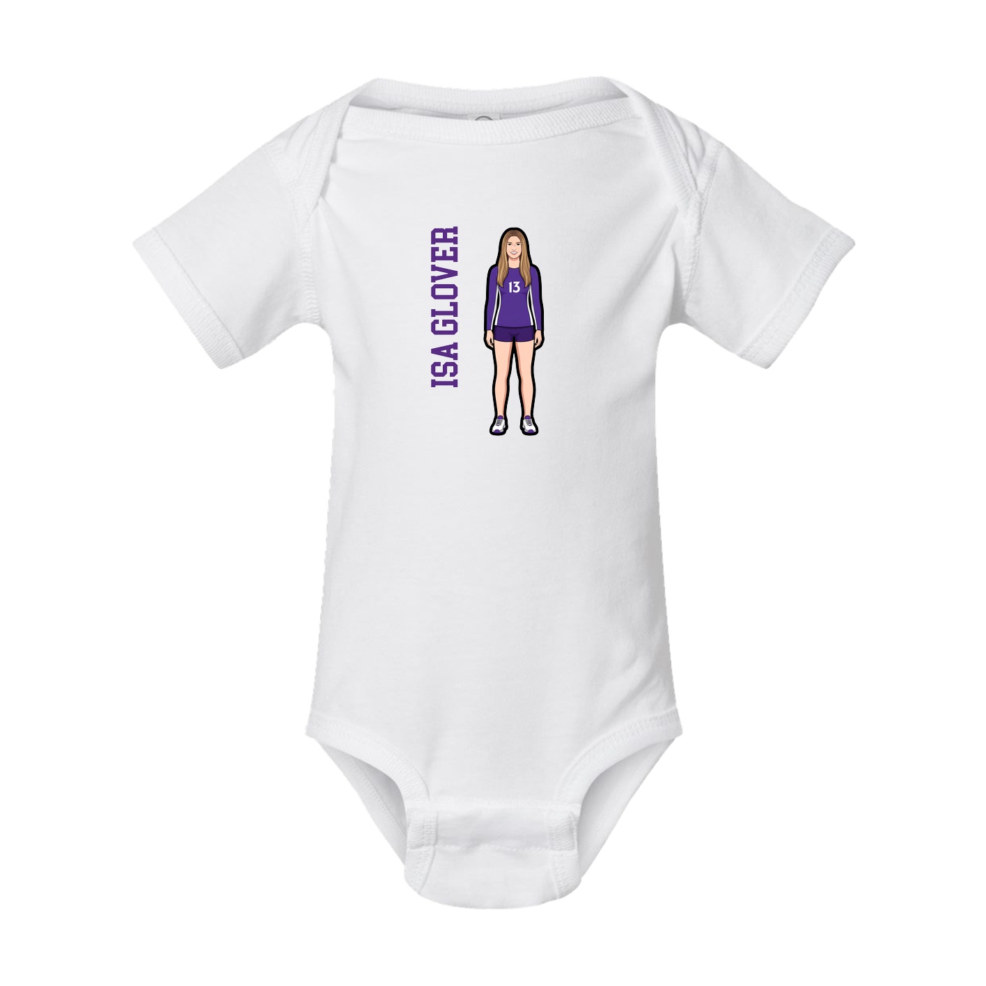 Baby Onesie — Name Vertical in White