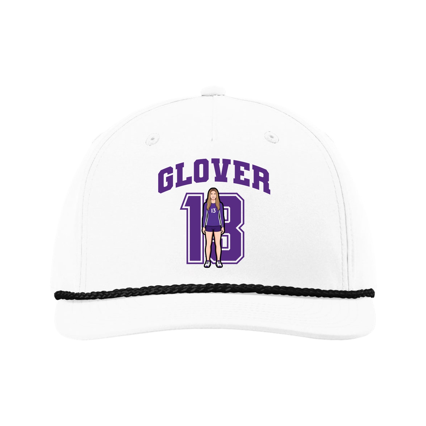 Five-Panel Classic Rope Cap — Number in White