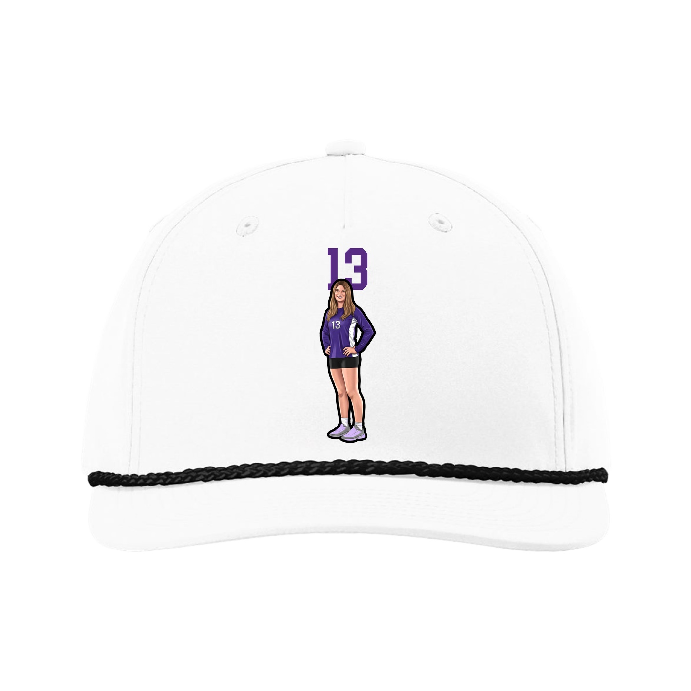 Five-Panel Classic Rope Cap — Number Top in White