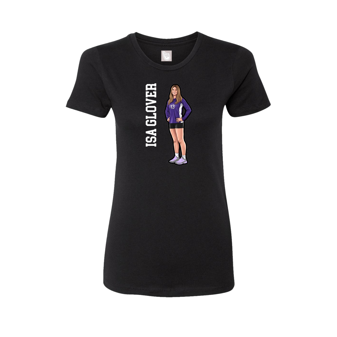 Fitted Women's Tee — Name Vertical in Black
