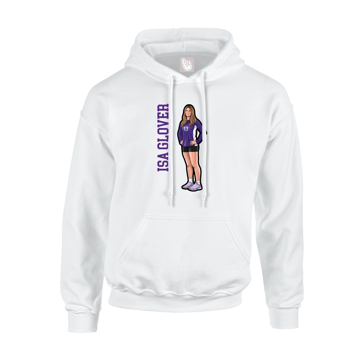 Youth Hoodie — Name Vertical in White