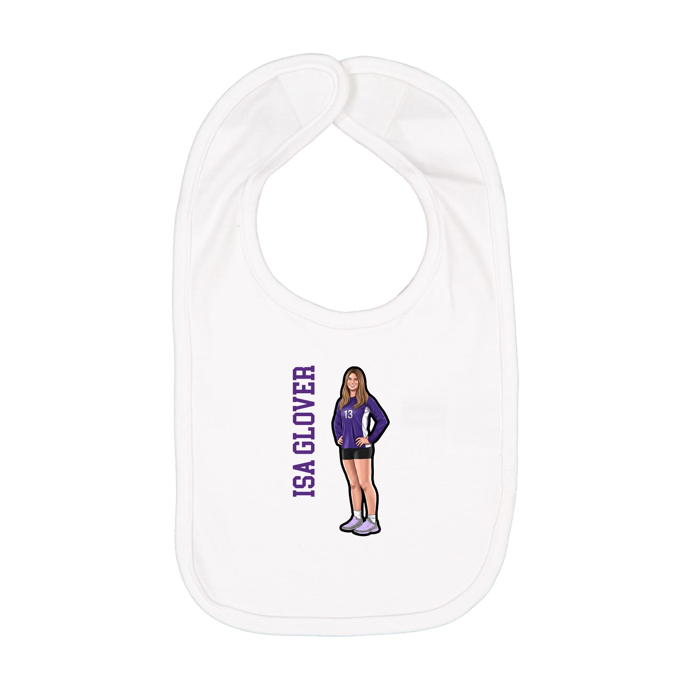 Infant Bib — Name Vertical in White