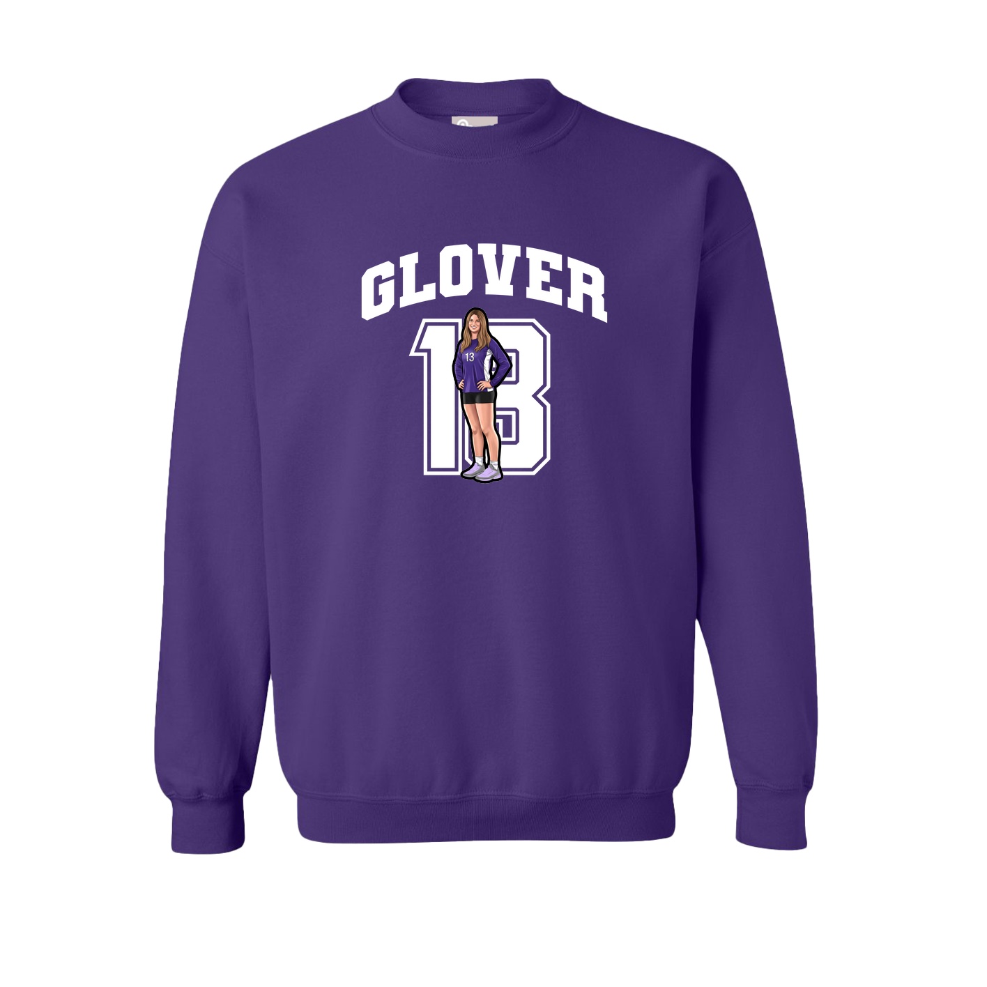 Fleece Crew — Number in Purple