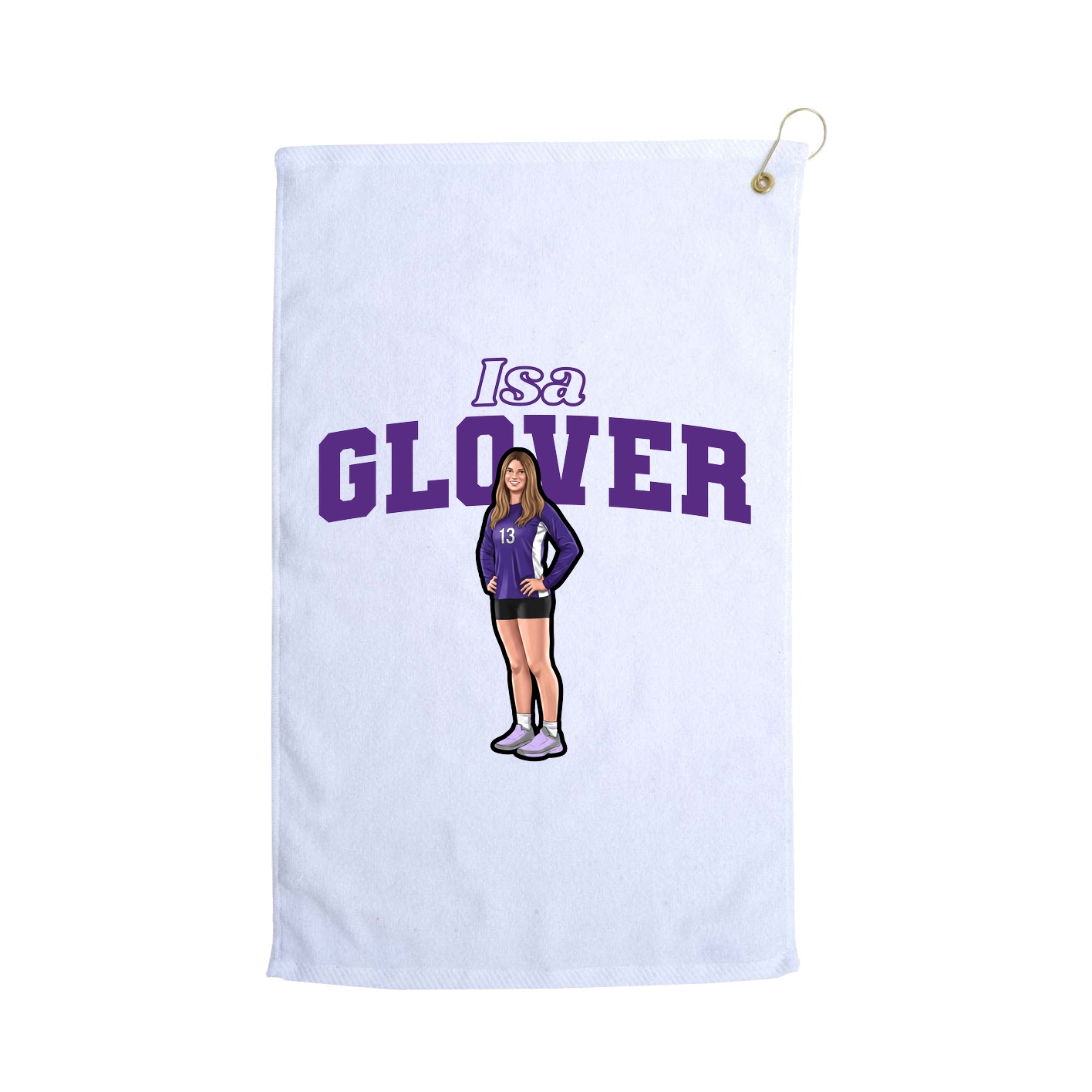Golf Towel — Name Arch in White