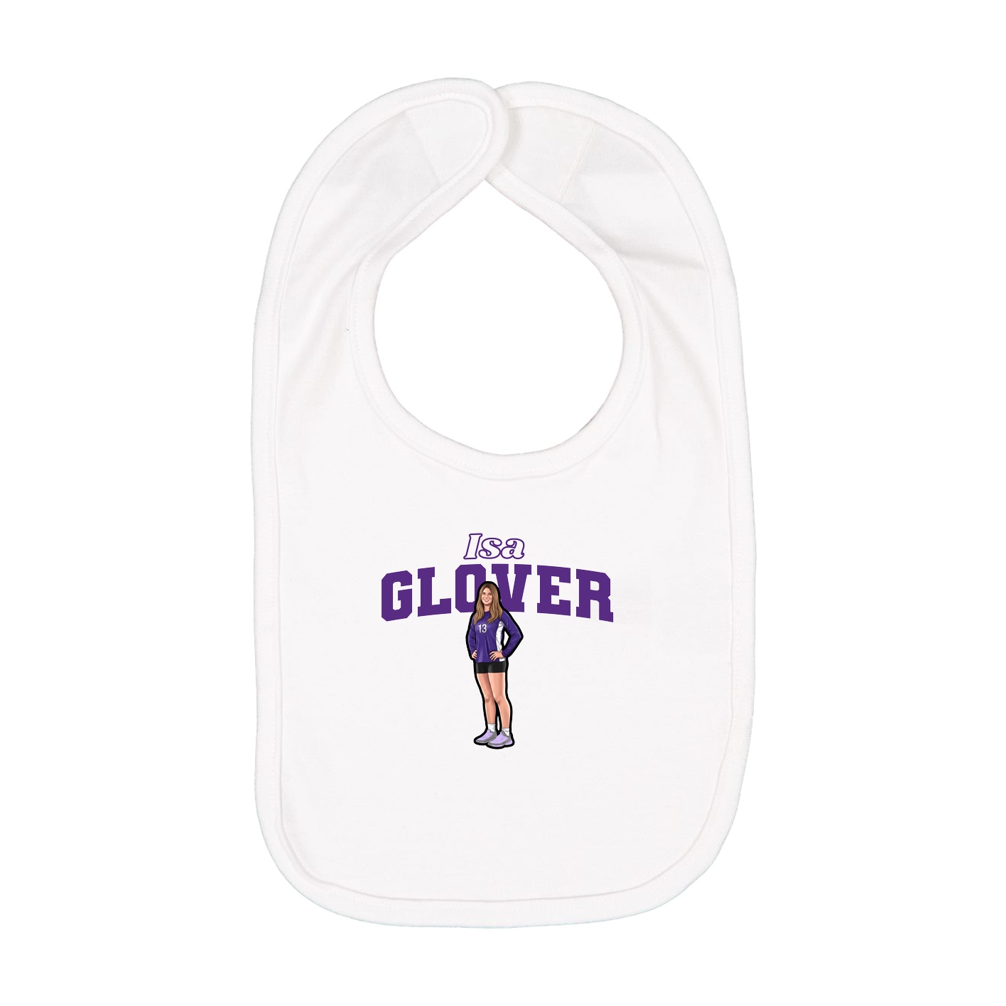 Infant Bib — Name Arch in White
