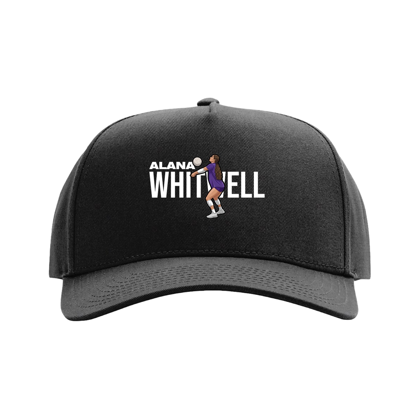 Full Fabric Five-Panel Champ Cap — Player Name in Black