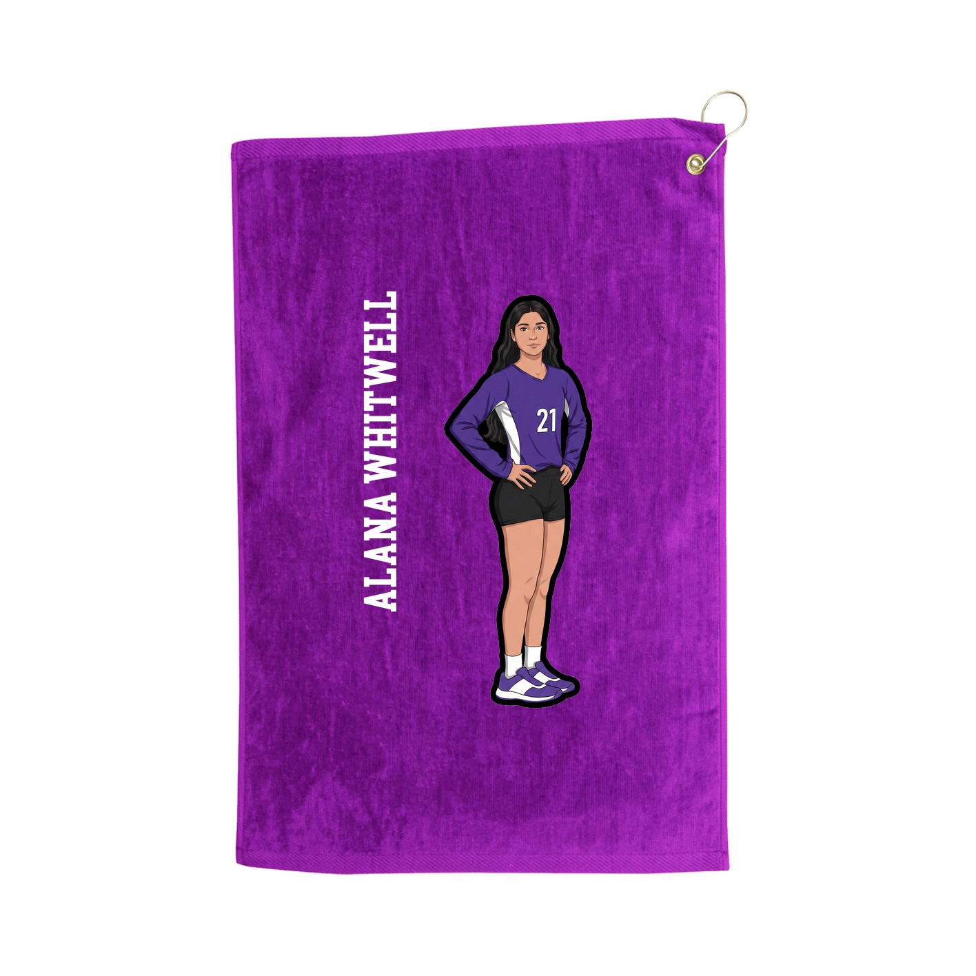 Golf Towel — Name Vertical in Purple