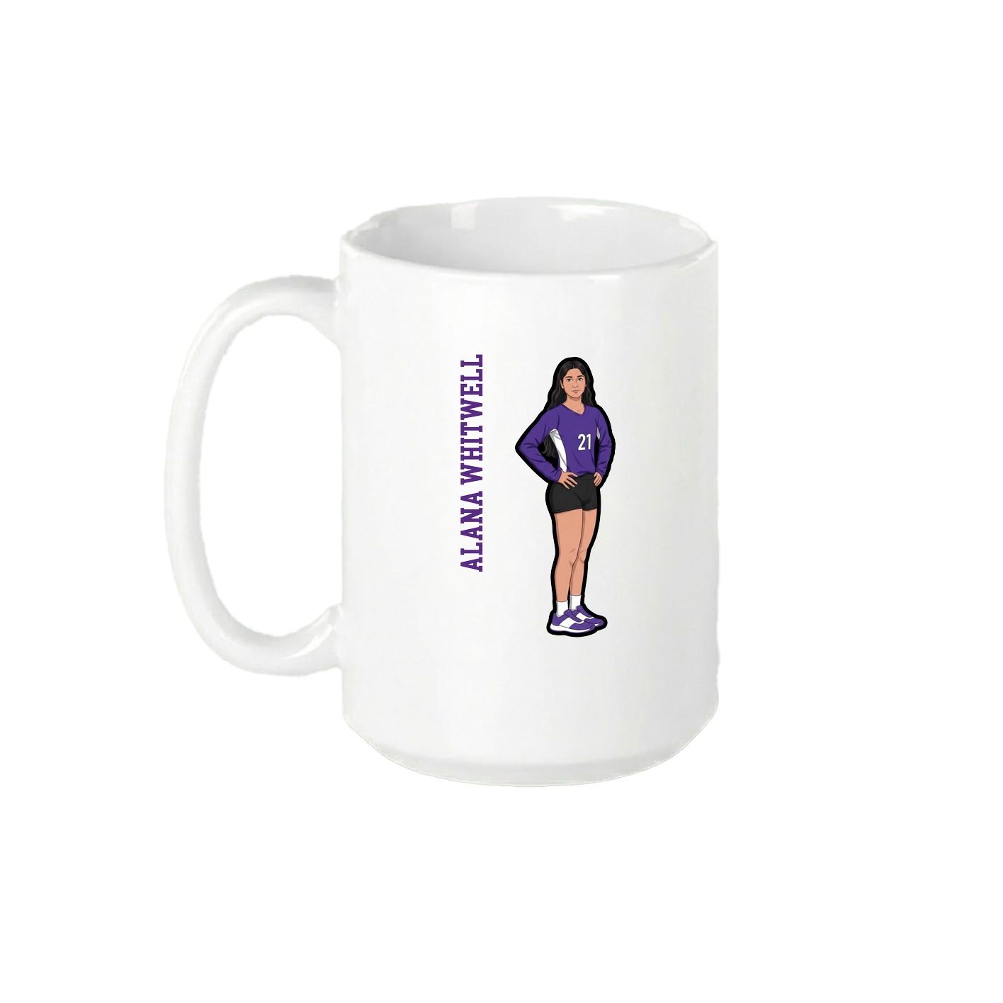 15oz Coffee Mug — Name Vertical in White