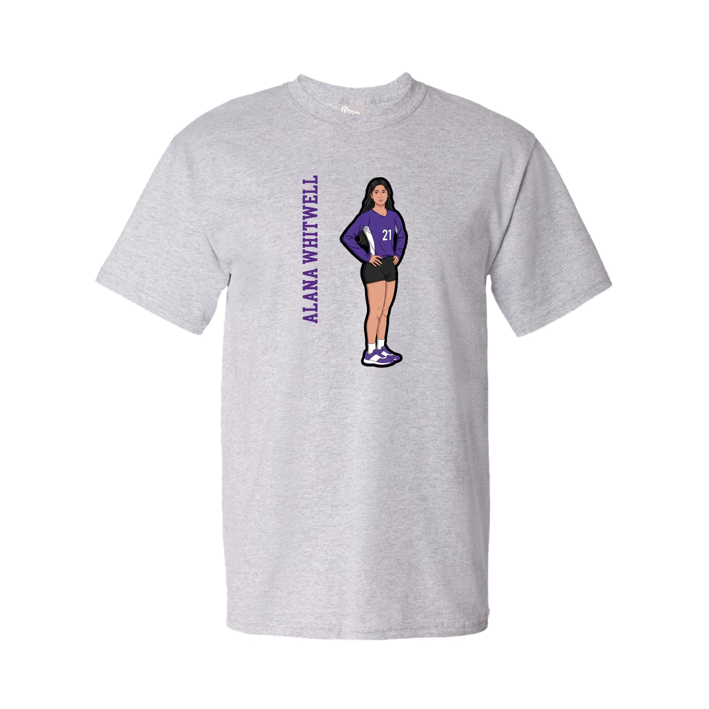 Tee — Name Vertical in Grey